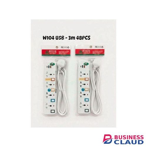 W104 4-Way Smart Power Extension - Integrated Surge Protector - 2 USB + 1 Type-C Ports - 13A 3250W Heavy Duty Multi-Plug - 3M Cable