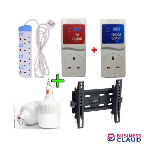 Power King 4 Way Power Extension+ TV Guard+Fridge Guard + 20W Rechargeable Bulb+TV Wall Mount Bracket