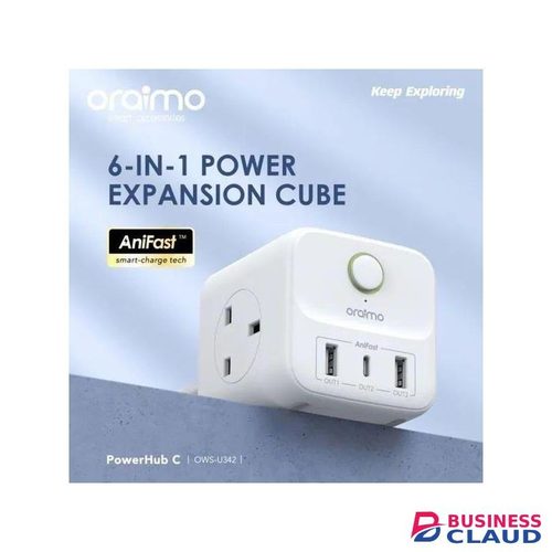 Oraimo PowerHub 2 1.5M 6-in-1 Power Cube Extension Cable plus usb type C charger