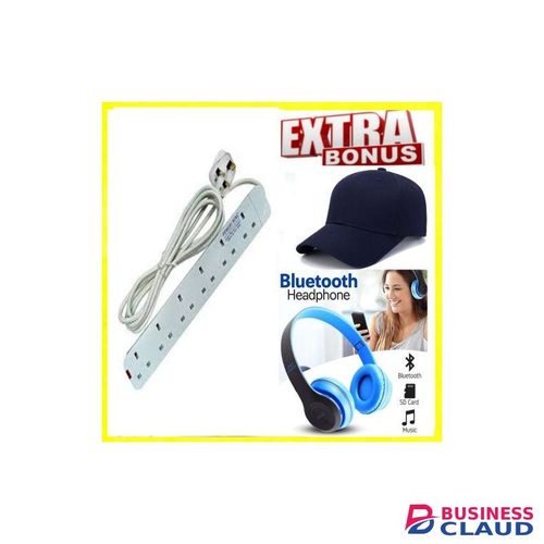 Power King 6 Way Power Extension 3M Cable+BT Hearphones+ Cap