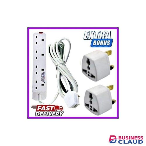 Power King 4 Way Power Extension Cable +Bonus 2 Plug Power Adaptors