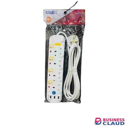 Jsb 4 Way Power Extension Cables With 3 USB Port Surge Protection And Long 5 Metre Cable