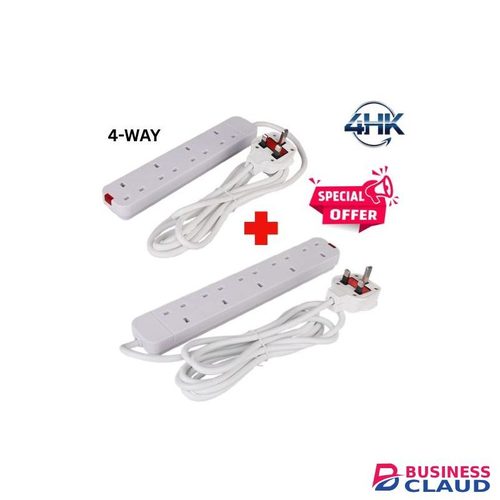 4Way + 5Way Power Extension Socket Combo Gang way with Surge Protector Fuse - Long Cord