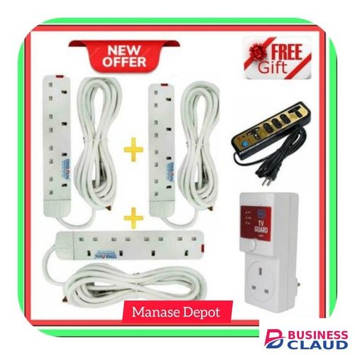 Power King 3 PIECES 4 WAY POWER EXTENSIONS FREE 3 WAY EXTENSION FREE TV GUARD
