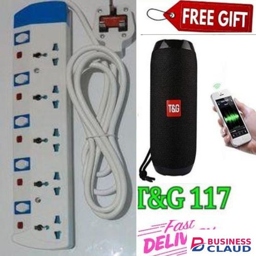 Power King GOOD EXTENSION // HOME AND OFFICE BEST 5 WAY POWER EXTENSION WITH LONG CABLE –POWER EXTENSION FOR Kettles, irons, blenders, cookers, water dispensers + Good sound like C15 BLUETOOTH SPEAKER