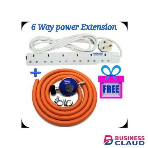 Power King 6 Way Power Extension Cable+Gas Regulator + Hosepipe+ Clumps