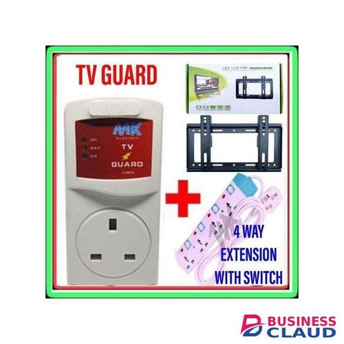 Powermax Power King 4way Extension + Tv Guard + 43 Inch Tv Wall Mount