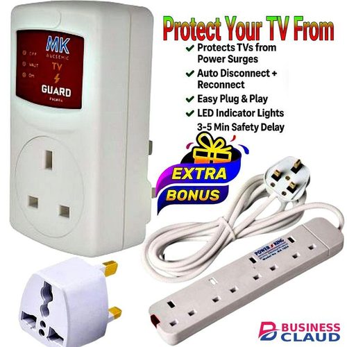 MK Universal TV Guard Protector, Power King extension Cable & Universal Power Plug Adapter