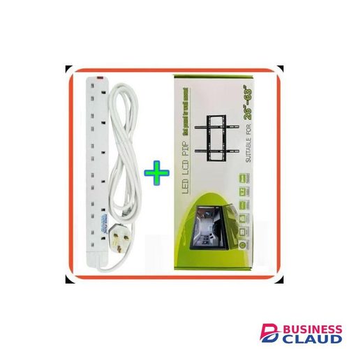 Power King 6 Way Power Extension Cable + Free Tv Wall Mount Bracket 26" To 63"