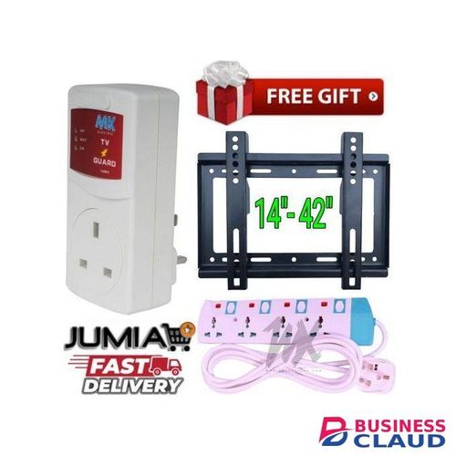 Powermax Power King 4way Extension + Tv Guard + 32 Inch included Tv Wall Mount 14"- 42"