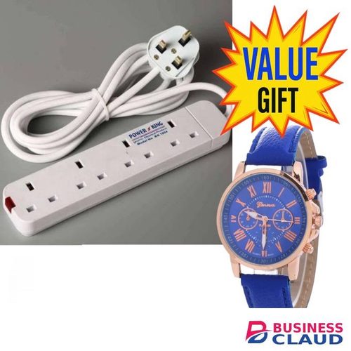 Power King Good Power extension // Commercial & Home Best 4 Way Power Extension With Long Cable // Power extenson - White + LUXURY WATCH for ladies