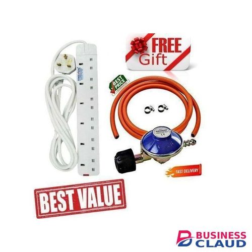 Powermax Power King 6 Way Quality Extension Socket With A 3Meter Cable + 6KG GAS REGULATOR + CLIPS + Pipe