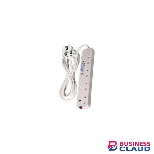 Power King 4 Way Power Extension With Long Cable - White