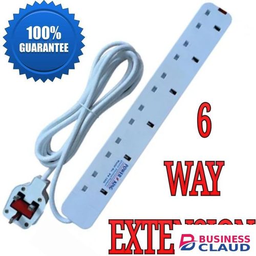 Power King 6 Way Power Extension // Quality Power Extension Socket LONG Cable