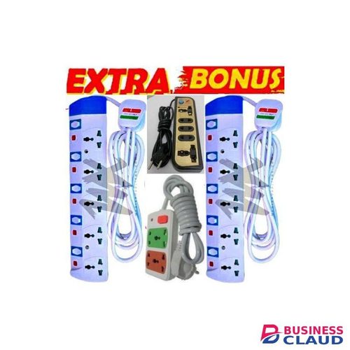 Powermax Power King BEST HIGH POWER TWO 5-Way HEAVY DUTY POWER EXTENSION // 5 Way Plug Socket Power Outlet EXTENSION Socket With FIVE Safety Switches + FREE GIFTS 2 WAY EXTENSION & 5 WAY EXTENSION