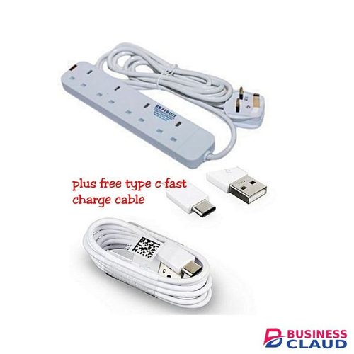 Type C Cable Plus Free Heavy Duty 4-Way Extension
