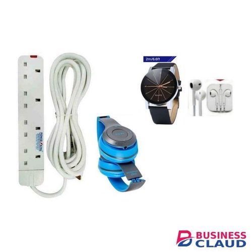 Power King Home Best 4 Way Power Extension With Long Cable plus p47+ watch earpons