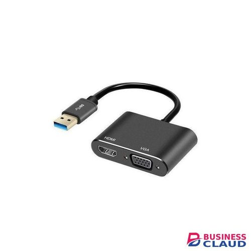 USB 3.0 to HDMI + VGA + USB Adapter – High Quality 2 to 1 Extension Converter & Screen Duplication