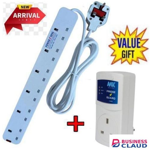 Power King 6 Way Power Extension // Power Extension Socket LONG Cable + Free Fridge Guard