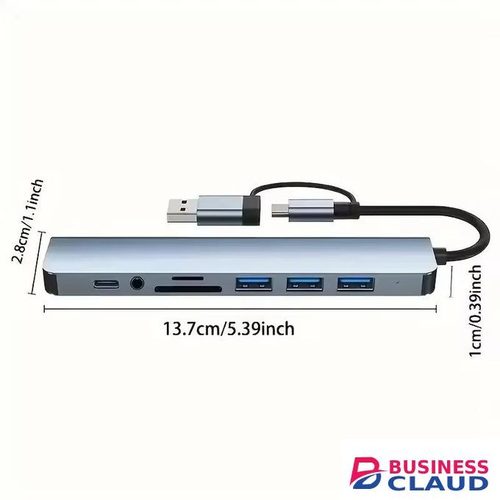 USB C Hub, Type C Splitter, Thunderbolt 3 Extension Dock, Laptop Adapter, 8-in-2, Supports MacBook Air M1, iPad Pro