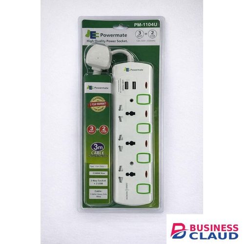 Powermate 4 way power extension socket with built in USB charger