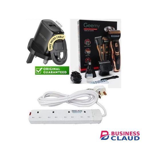 Oraimo Fast Charging Stronger Charger + Free 4 Way Power Extension White & Smart Shaver Smoother, Nose Trimmer