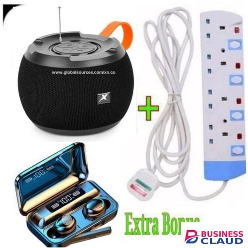 C15 WIRELESS BLUETOOTH Speaker BT,USB,TF,DC5V,AUX SUPERBASS +4WAY POWER EXTENSION +F9 Bluetooth Earbuds