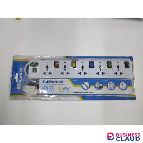 Marken 5way Extension With 2 USB Ports With 3M Cable - Durable