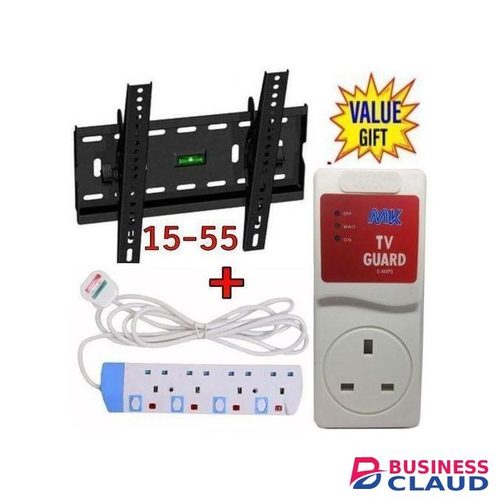Inch Tilting TV Wall Mount Bracket +4Way Power Extension+Free TV Guard