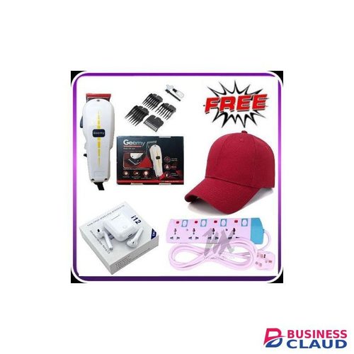 Geemy New ArrivalsProfessional Hair Clipper/Shaving Machine- Kinyozi + Free 4 Way Fused Power Extension,Cap &Earbuds