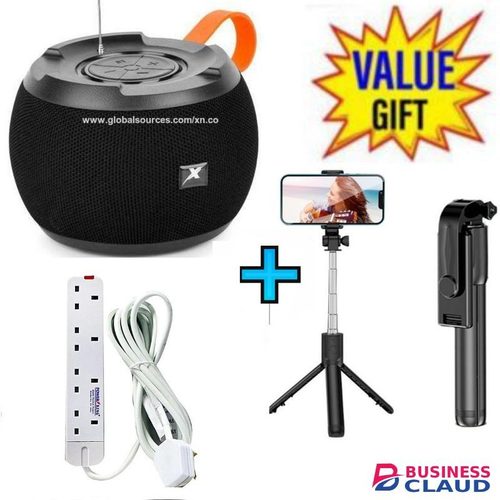 C15 WIRELESS BLUETOOTH Speaker BT/USB/TF/DC5V/AUX SUPERBASS+FREE Tripod Stand Selfie Stick+4 Way Power Extension (White)