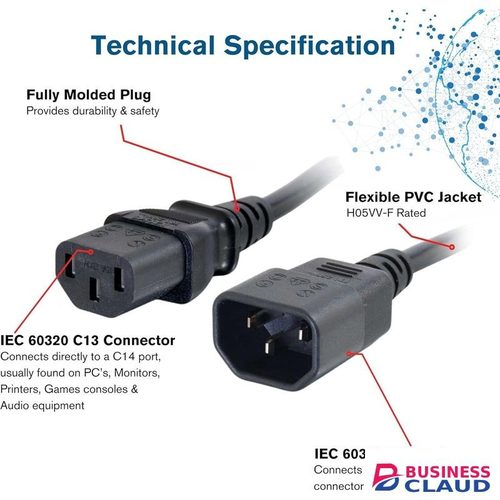 Computer Extension (IEC320C13 to IEC320C14) Cord