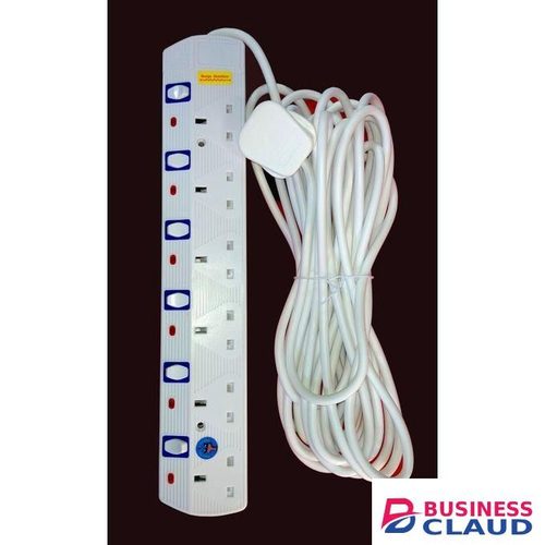 Jsb 6 Way 5M/10M Long Socket Extension Cable-White