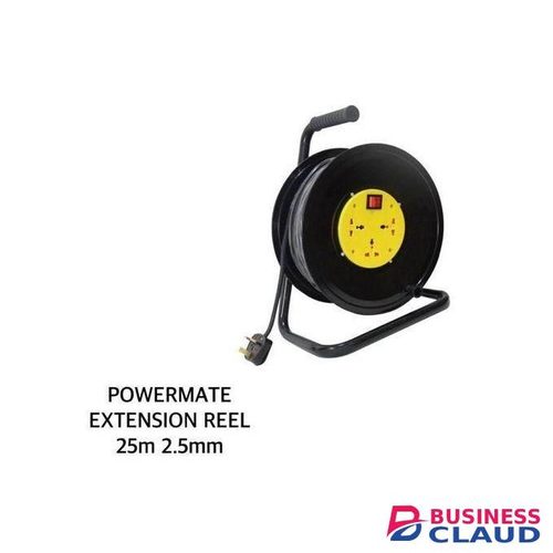 Powermate Heavy duty 25M, 2.5mm Extension Cable Reel with sockets, Handle, copper cable and Overheating Protection