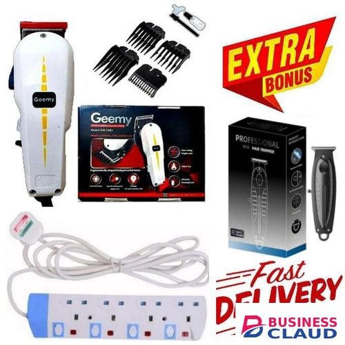 Geemy Professional Electric Kinyozi // Precision Hair Shaving Machine // Best facial shaver for women // Rechargeable Trimmer Shaving Machine + EXTRA BONUS 4-WAY POWER EXTENSION CABLE SOCKET WITH SAFETY SWITCHES