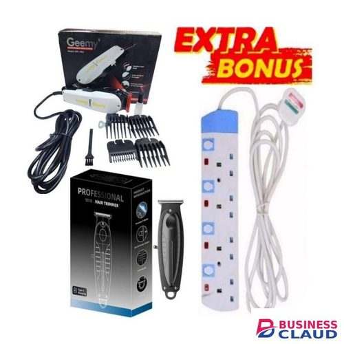Geemy The best-selling professional men’s clipper Shaving Machine Electric & BONUS Cordless Rechargeable Hair Clipper with Stainless Steel Blades – Professional Kinyozi Machine, 4 Way Power extension