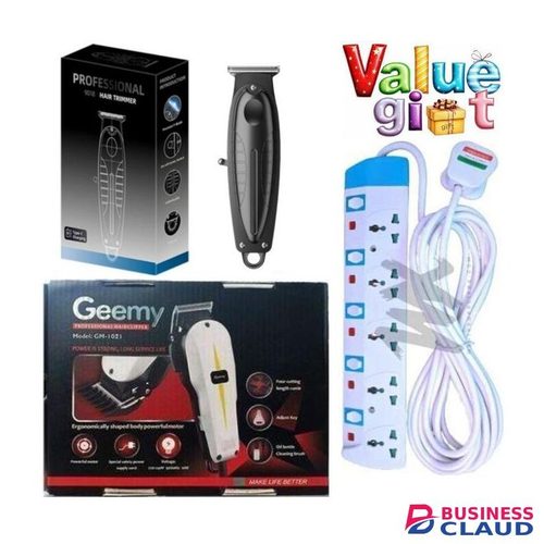 Geemy Best Professional Electric Kinyozi Machine // Best facial shaver // Rechargeable Trimmer Shaving Machine + HEAVY DUTY 5-WAY POWER EXTENSION CABLE SOCKET WITH SAFETY SWITCHES