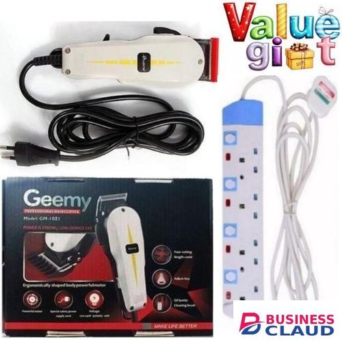 Geemy Ultra-Sharp Professional Barber Clipper – Kinyozi Shaving Tool + FREE GIFT Home Best 4-WAY POWER EXTENSION CABLE SOCKET WITH SAFETY SWITCHES