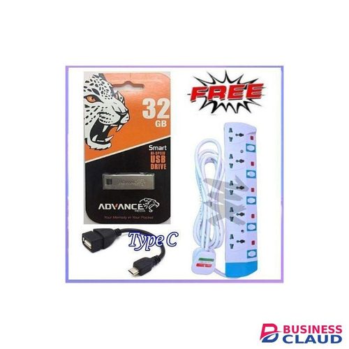 Advancis 32GB Flash Disk + Free OTG Type C, 5 Way Power Extension