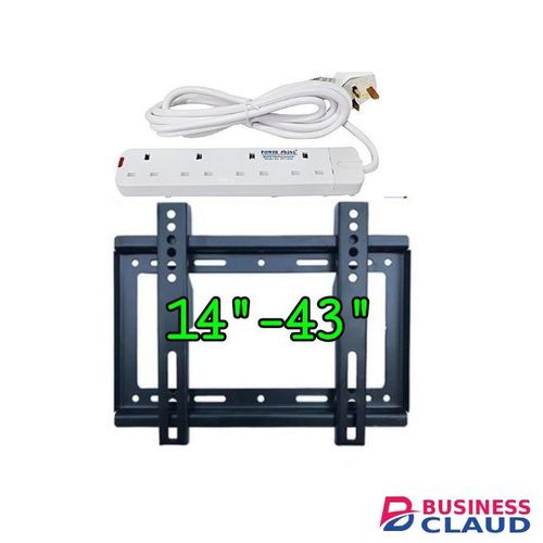 Power King 4 Way Plug Extension Cable + Free Tv Wall Mount Bracket 14"-43"