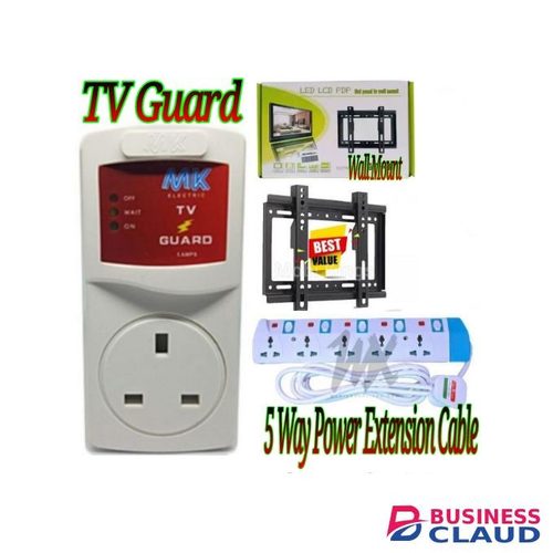 Power King 5way Extension Cable + Tv Guard + 32 Inch Tv Wall Mount