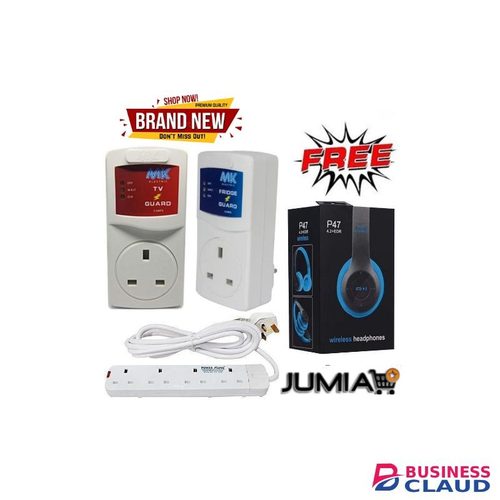 Power King Best High And Low Voltage Protector - Tv Guard + Fridge Guard + 4 Way Extension + P47