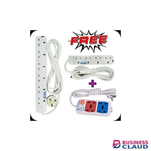 Power King 6 Way Extension Cable, 13A, 3M Long Cable+2 Gifts