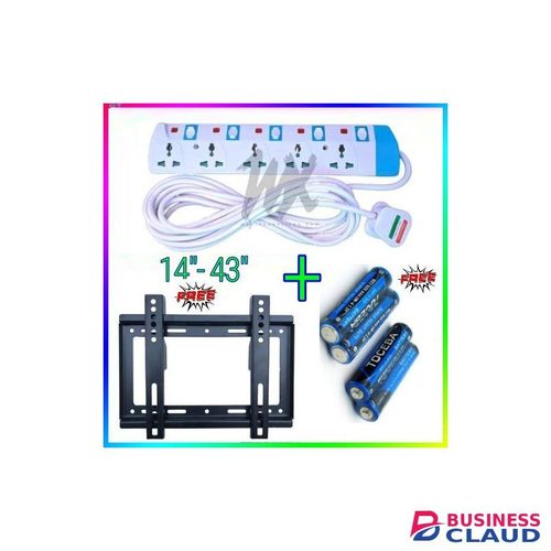 Power King 5Way Electric Extension + Free 14" To 43" TV Wall Mounting Bracket & Bonus