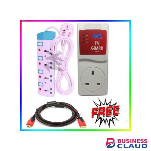 Power King Switch And Fuse 4 Way Socket Extension Cable + Free Tv Guard + Free HDMI Cable