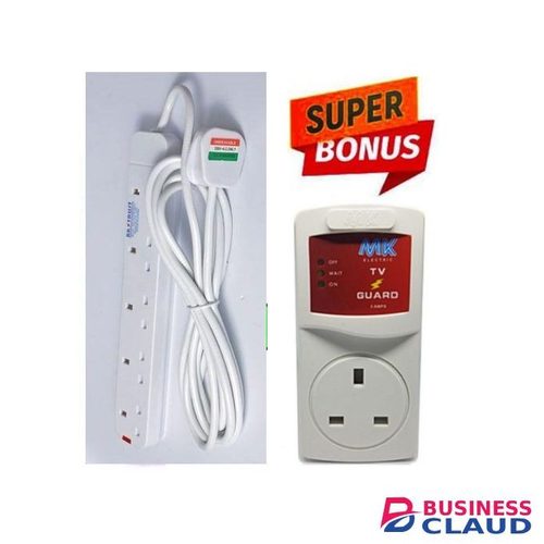 Power King P.K 5 Way Extension Cable, 13A, Long Cable -Recommended + Tv Guard