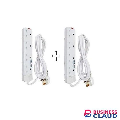 Power King 2 piece quality 4 Way Extension Cable, 13A, 3m Long Cable -Recommended
