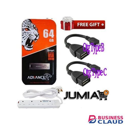 Advance 1. SMART 64GB METAL USB FLASH DISK + FREE 4-WAY POWER EXTENSION CABLE & OTG TYPE B & C