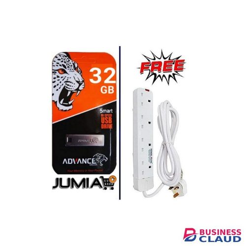Advance USB Flash Disk 32GB //32 GB - Metallic + Free Best 4 Way Power Extension Cable