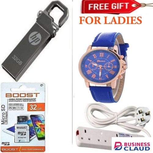 Advance HIGH SPEED 32 GB, 32GB FLASH DISK FOR LAPTOPS, SMART TVS AND COMPUTER + 32GB MEM CARD + LUXURY WATCH FOR LADIES + 4 WAY POWER EXTENSION